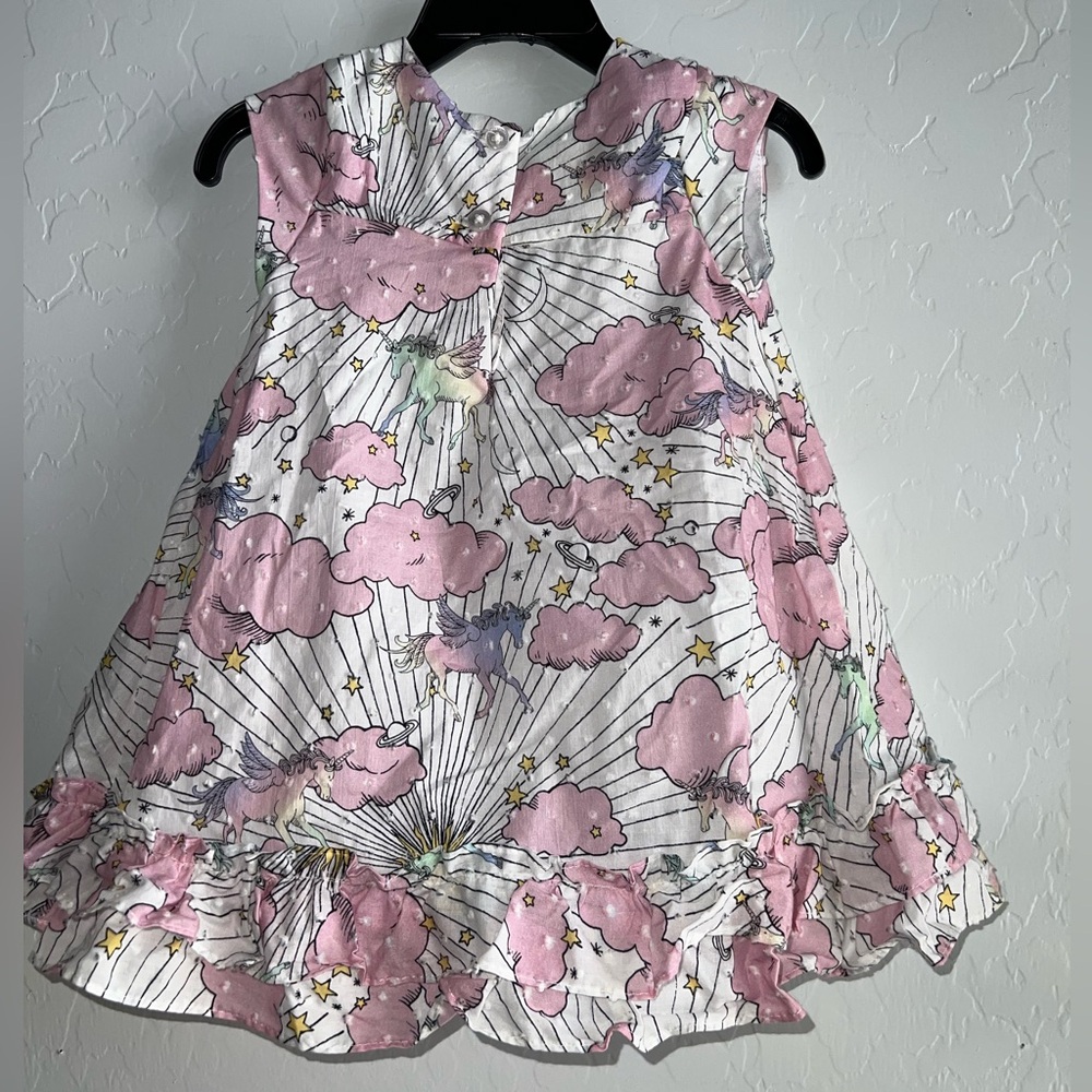 Girl Pastourelle by Pippa & Julie Unicorn & Cloud Print Dress